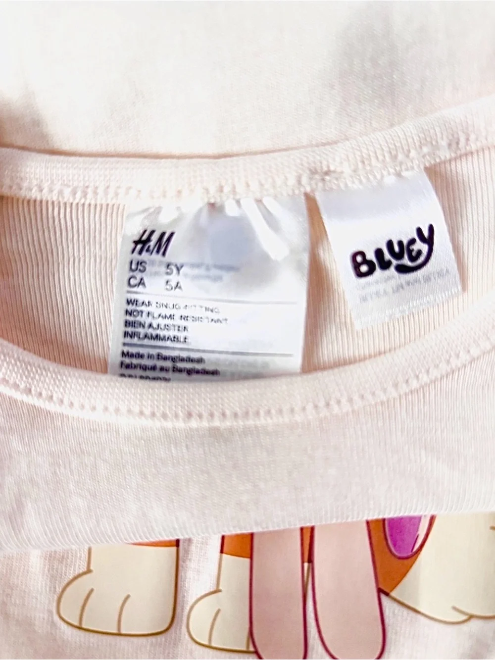 NWOT H&M Girls Outfit Set 🐰 Bingo Fluffy Cream Tee + Pink Stripe Shorts Size 5Y